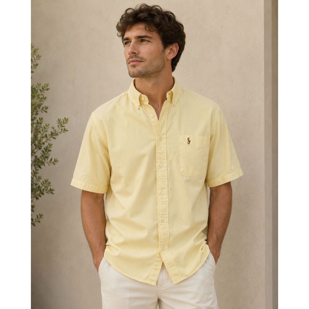 Polo by Ralph Lauren Short-Sleeve Button-Down Shirt in Butter Yellow
